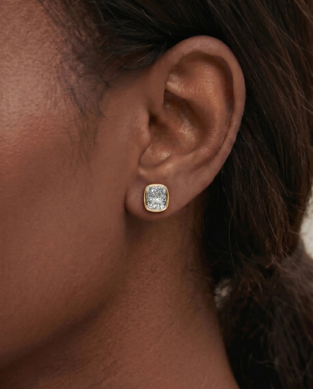 Lab Grown Diamond Cushion Button Earrings
