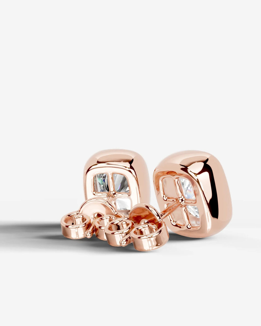 Lab Grown Diamond Cushion Button Earrings