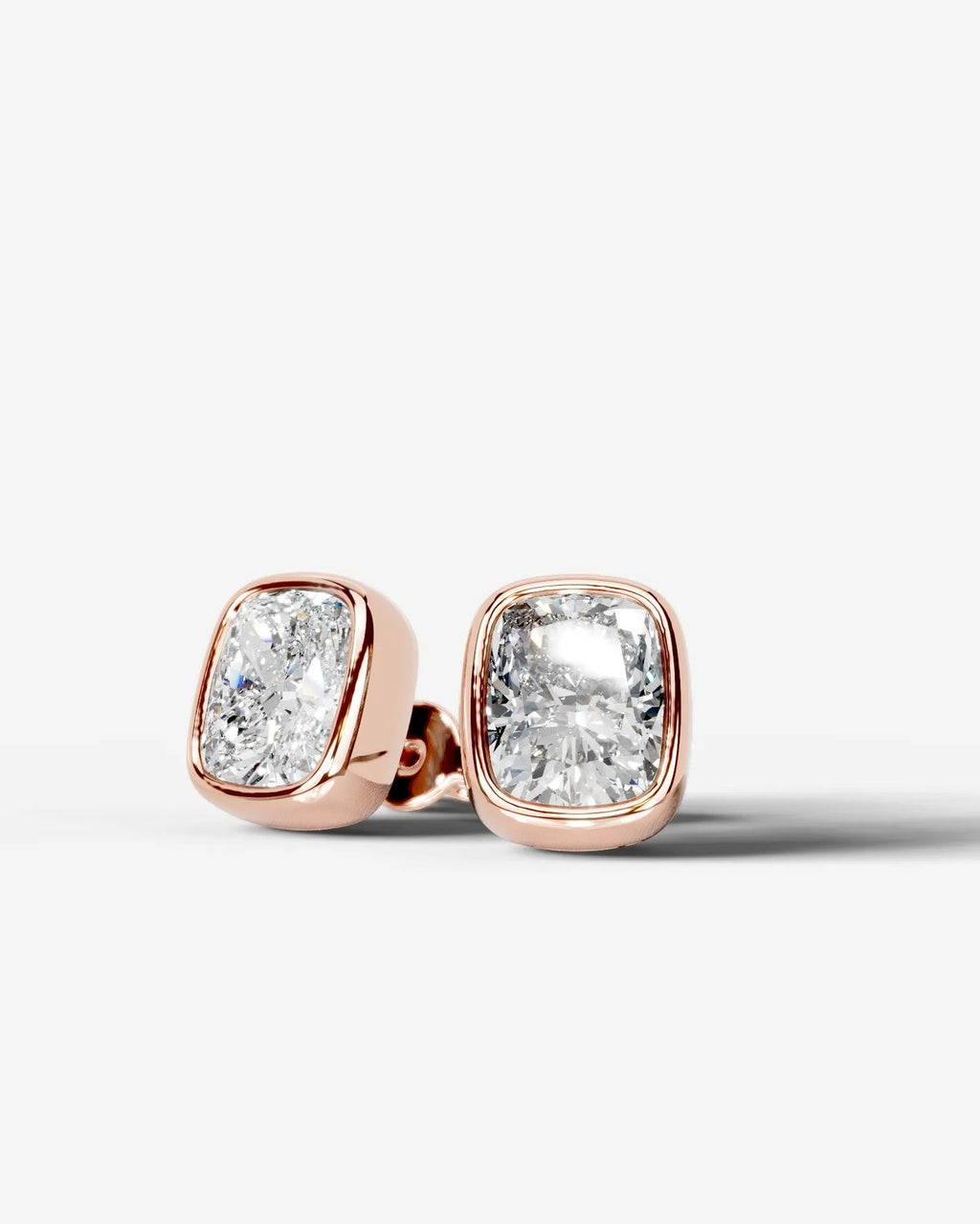 Lab Grown Diamond Cushion Button Earrings