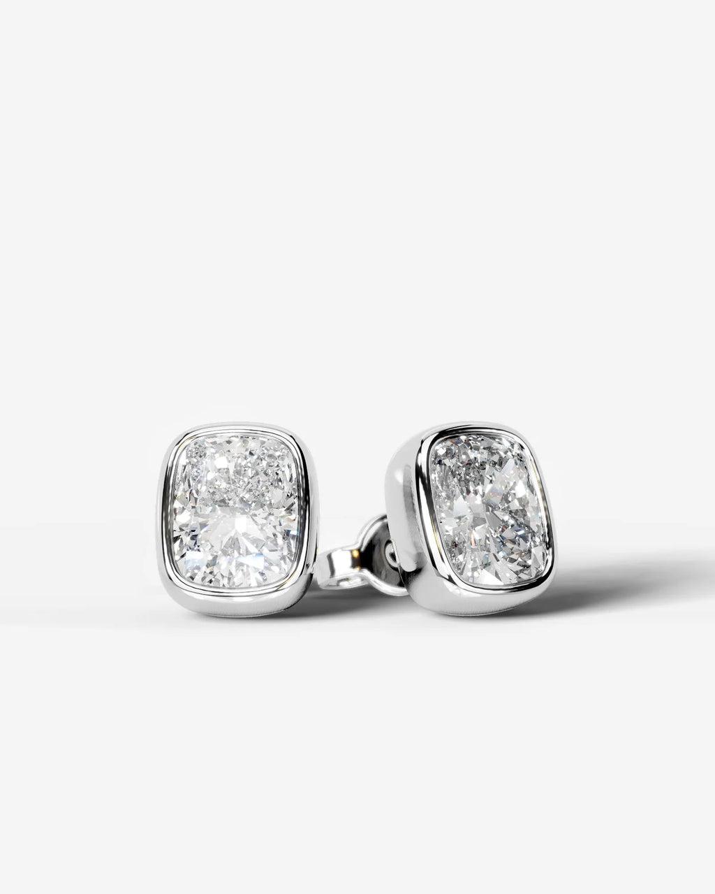 Lab Grown Diamond Cushion Button Earrings