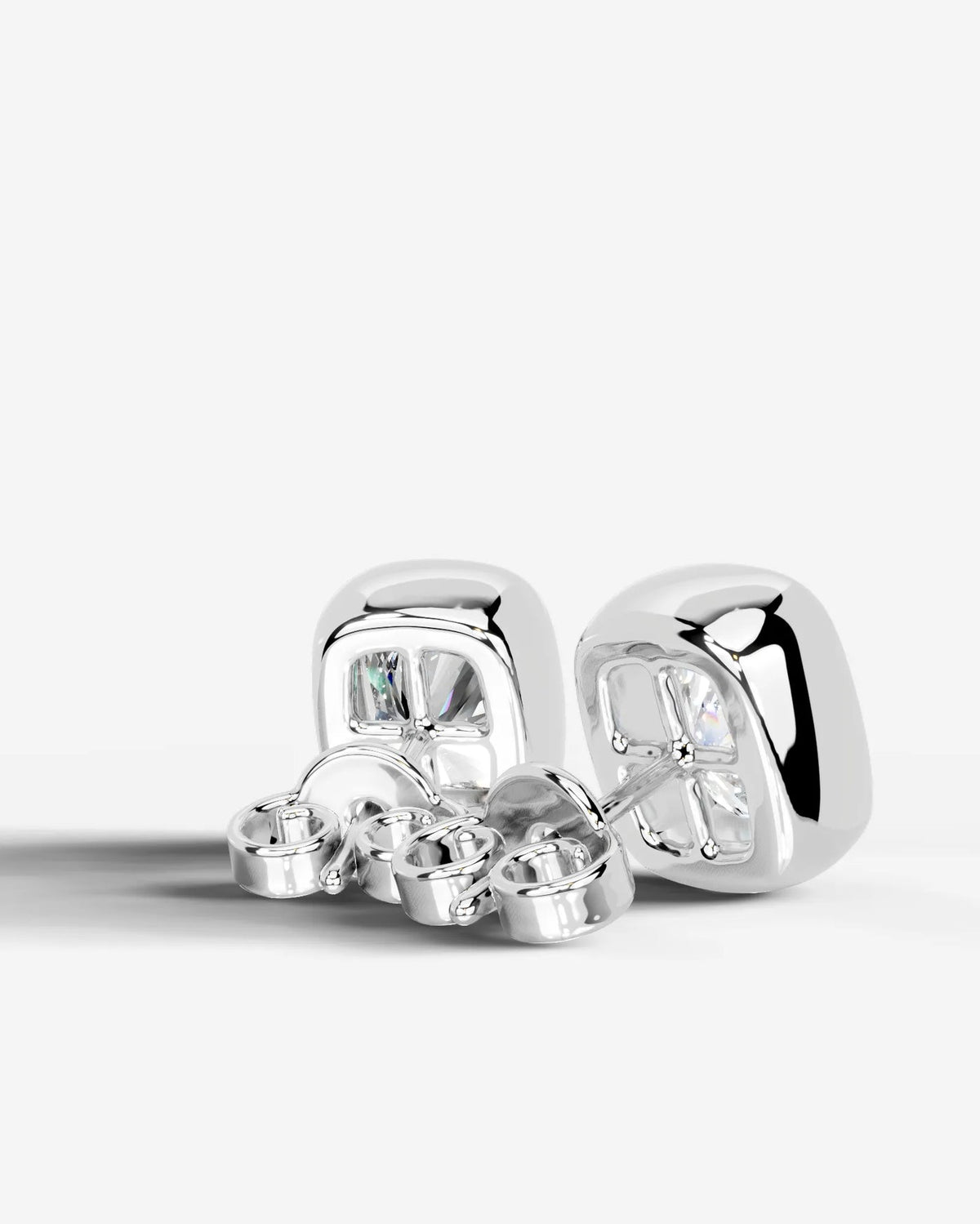 Lab Grown Diamond Cushion Button Earrings