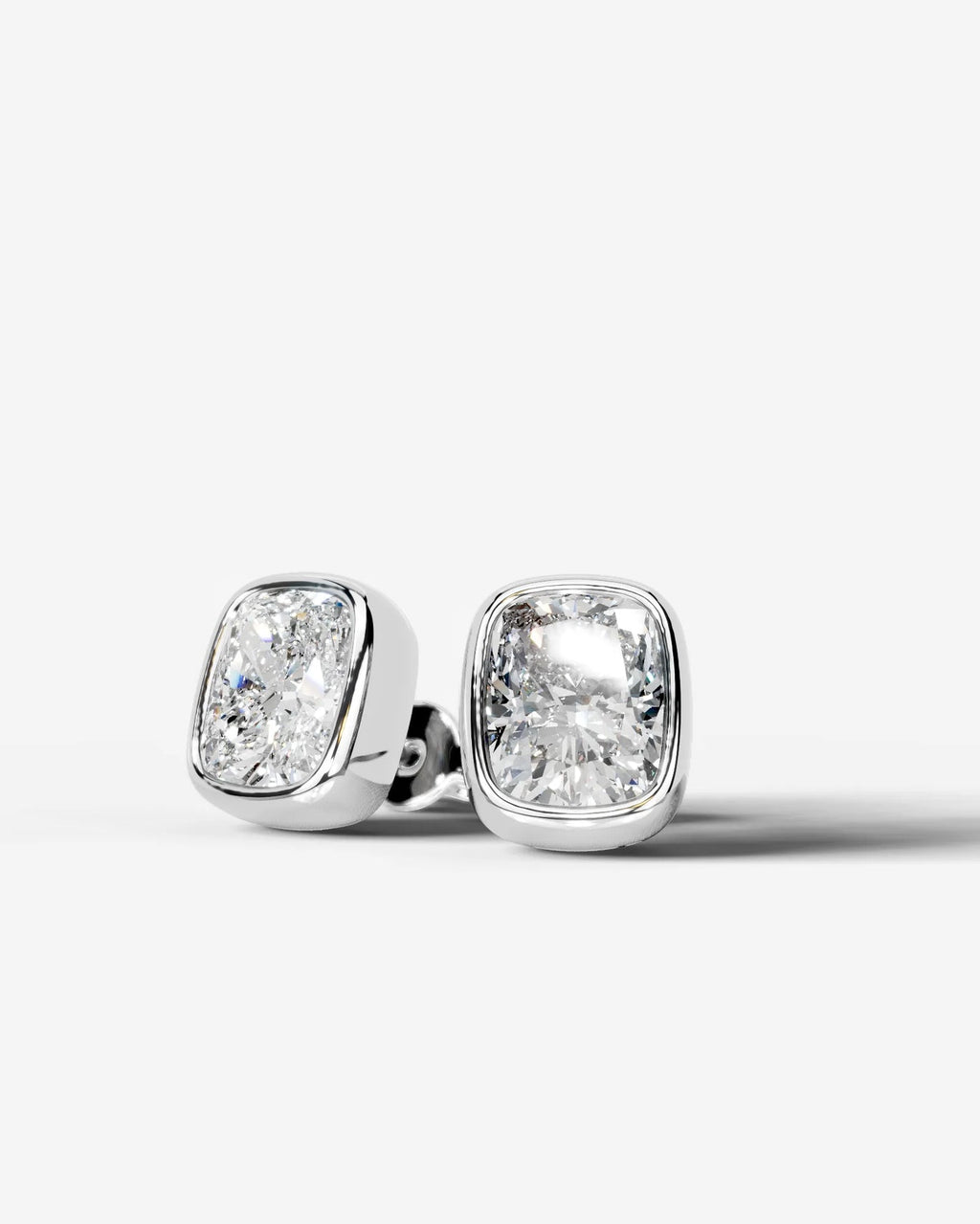 Lab Grown Diamond Cushion Button Earrings