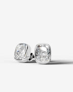 Lab Grown Diamond Cushion Button Earrings