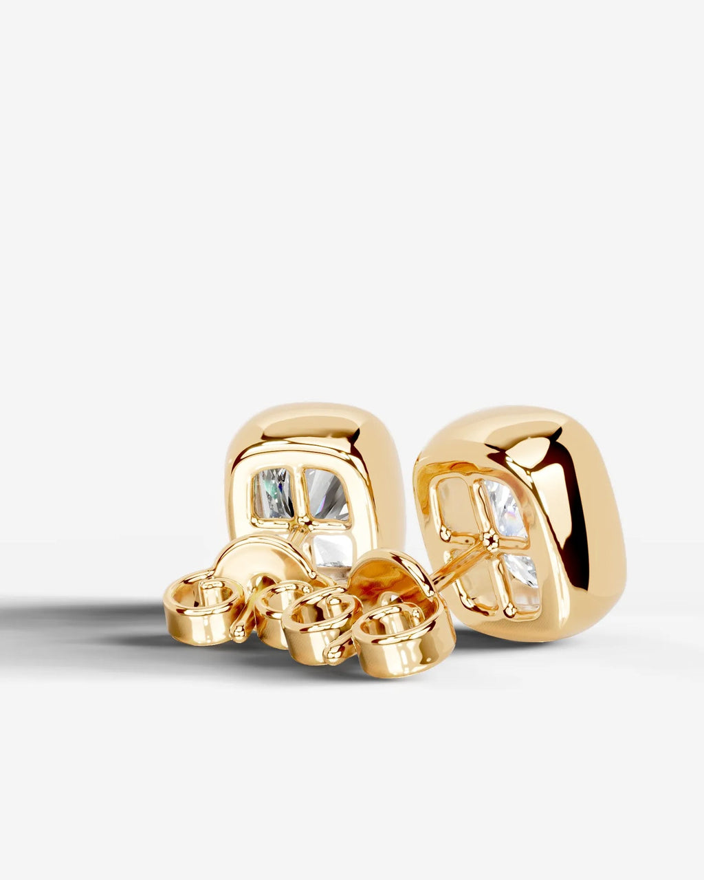 Lab Grown Diamond Cushion Button Earrings