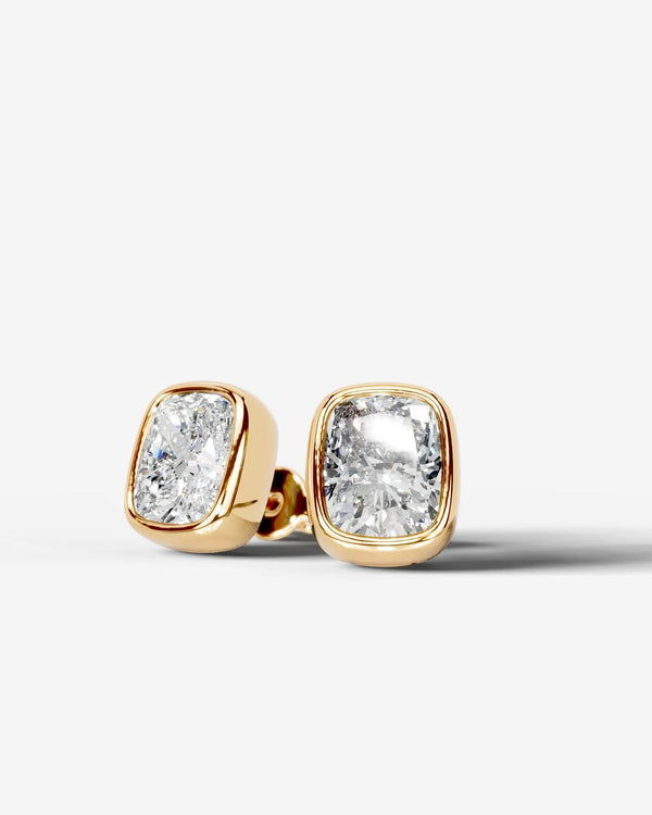 Lab Grown Diamond Cushion Button Earrings