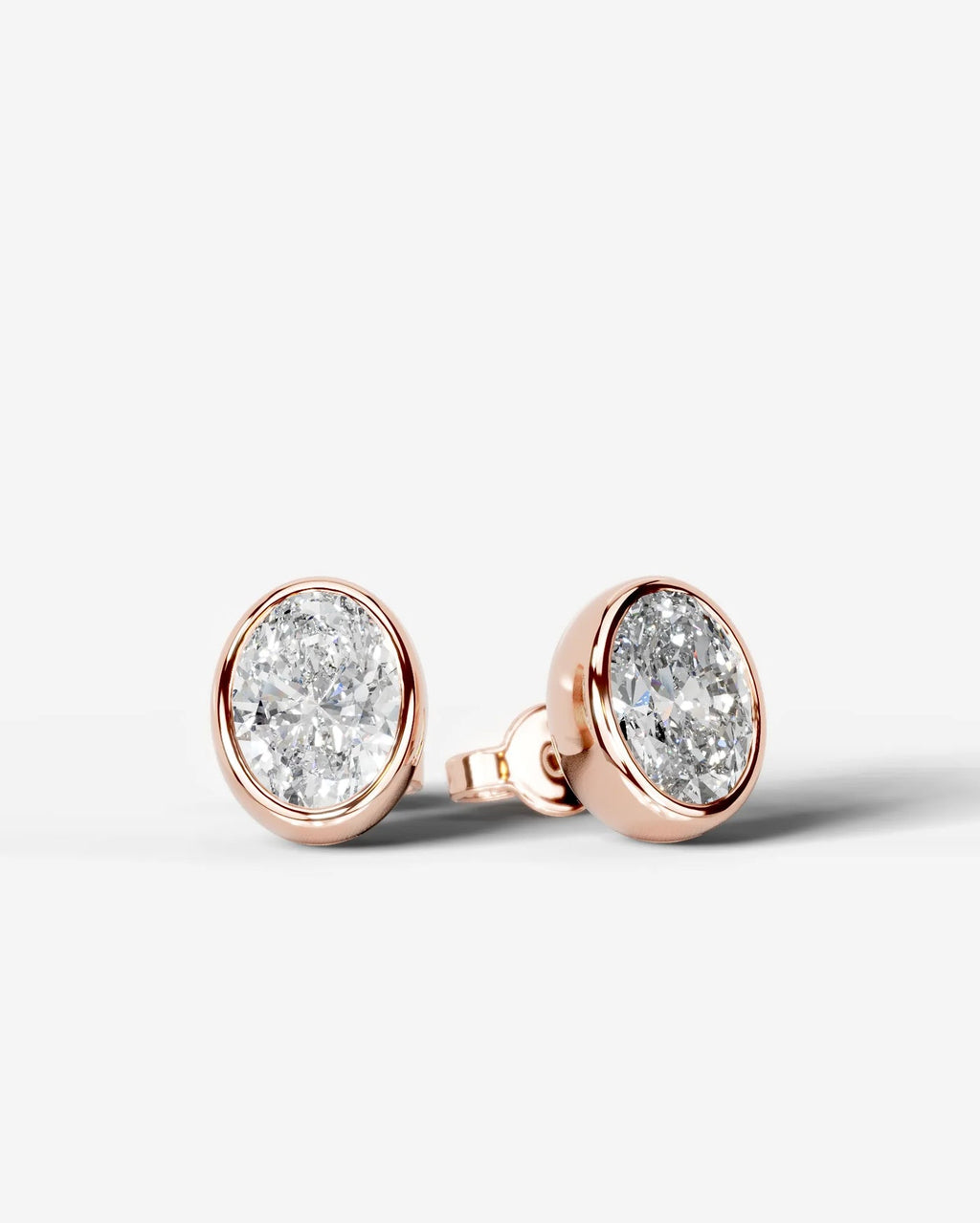 Lab Grown Diamond Oval Button Earrings