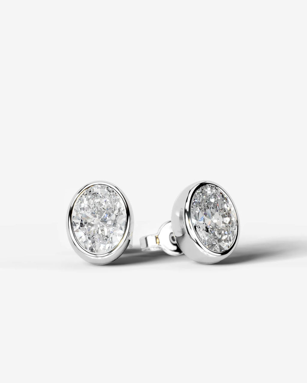 Lab Grown Diamond Oval Button Earrings