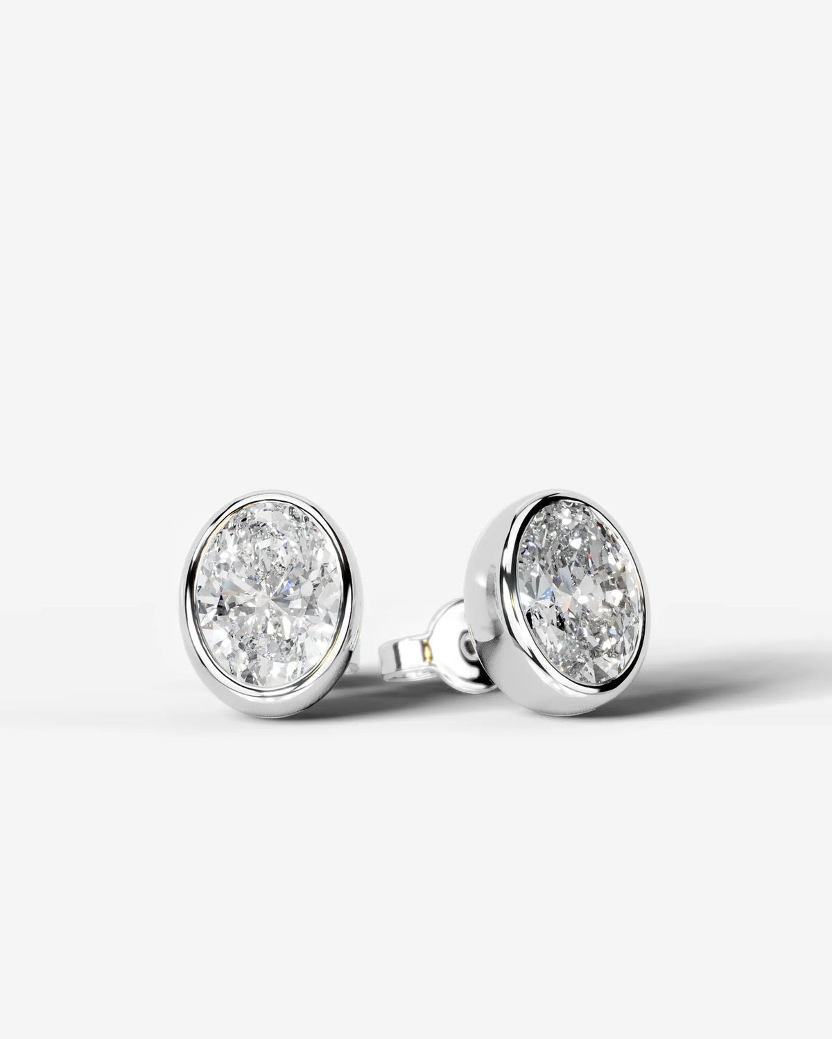 Lab Grown Diamond Oval Button Earrings