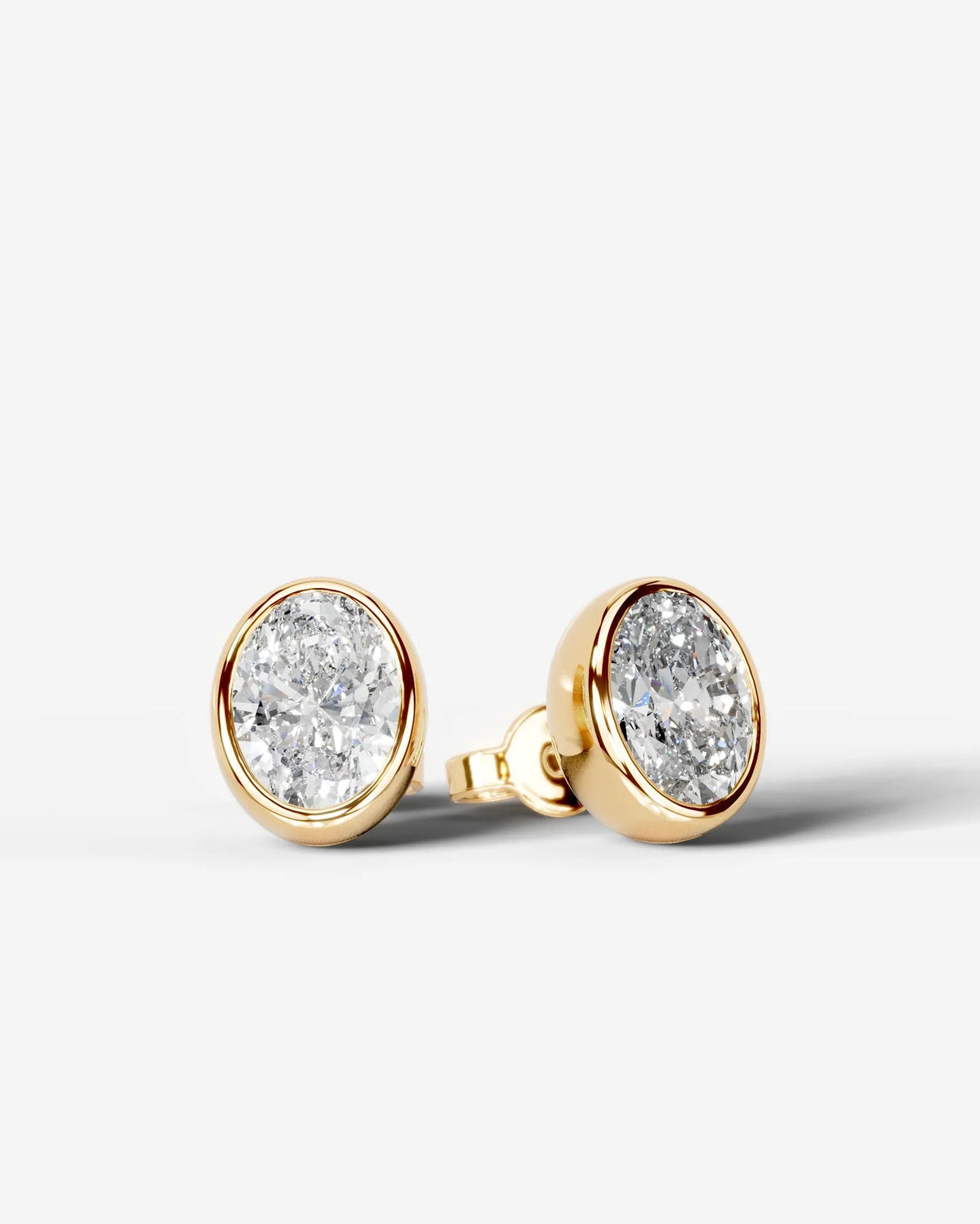 Lab Grown Diamond Oval Button Earrings