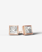 Lab Grown Diamond Sharp Square Bezel Earrings