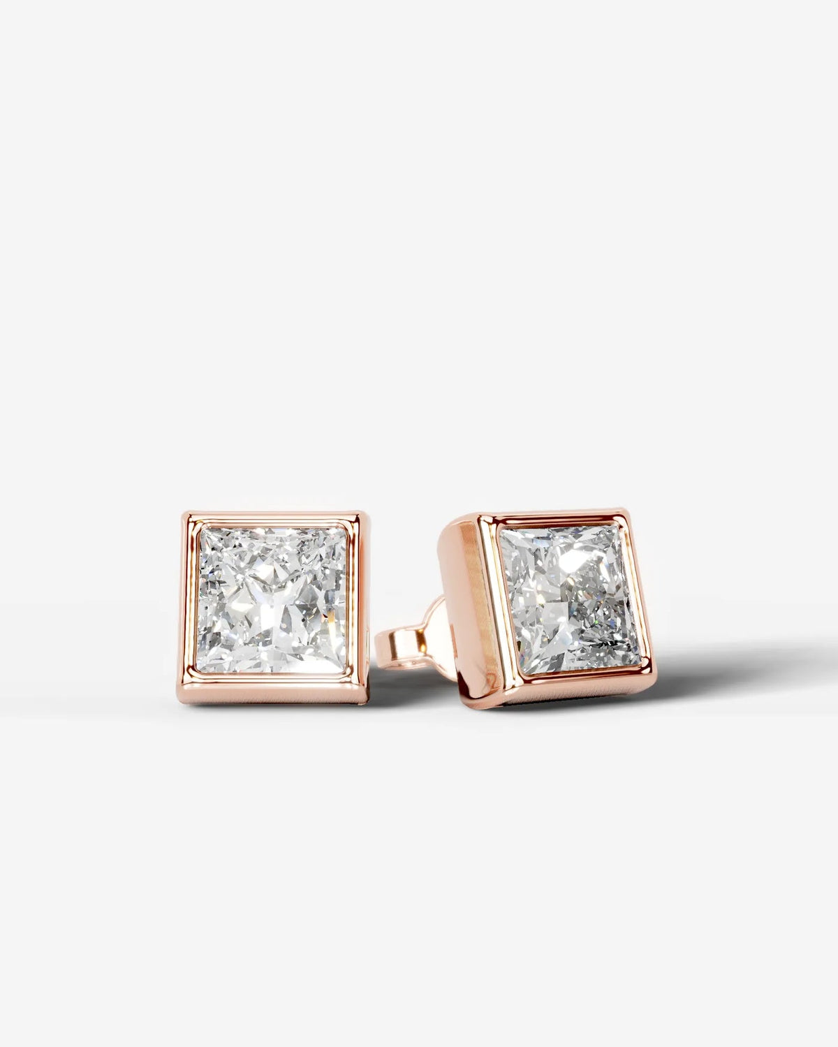 Lab Grown Diamond Sharp Square Bezel Earrings