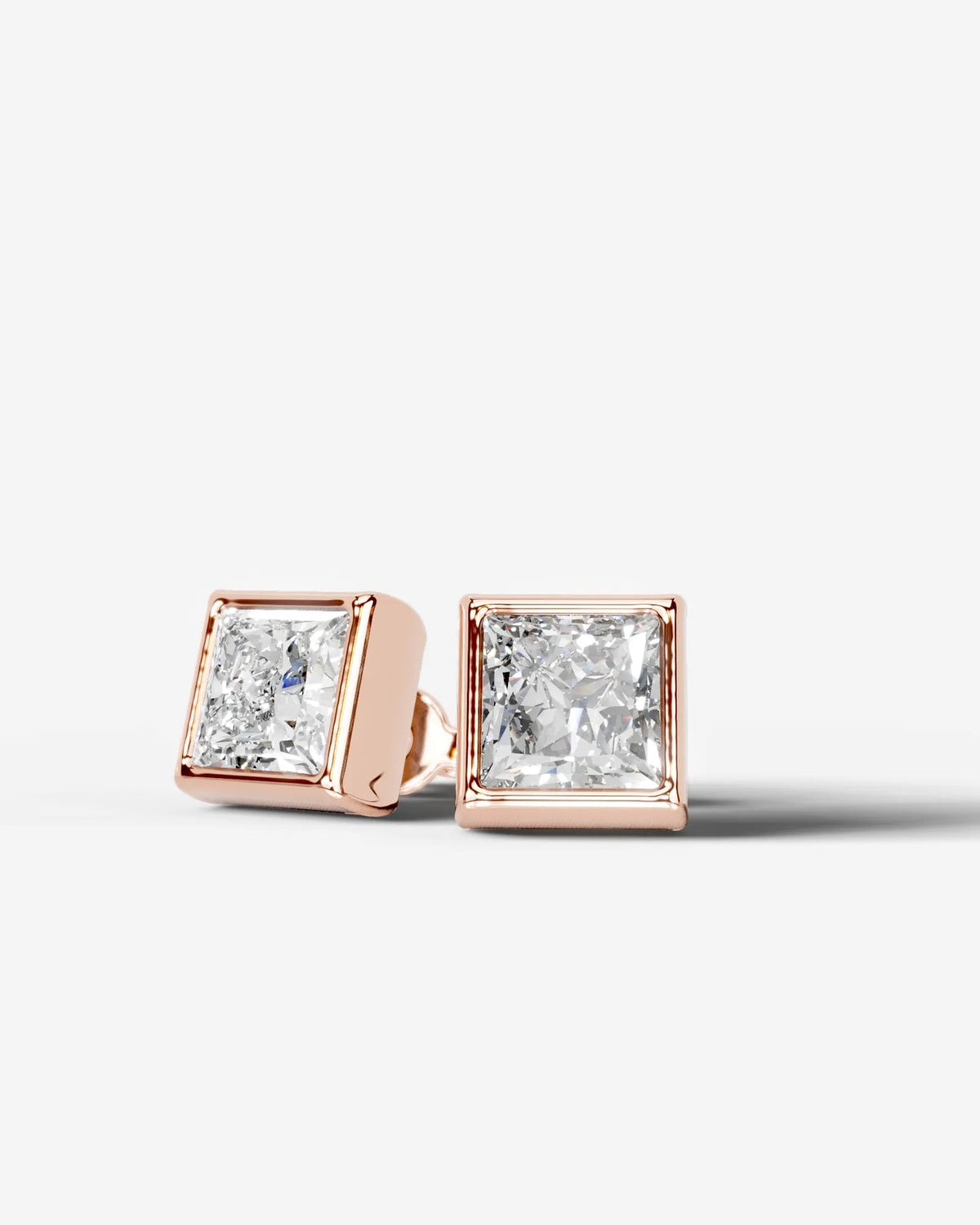 Lab Grown Diamond Sharp Square Bezel Earrings