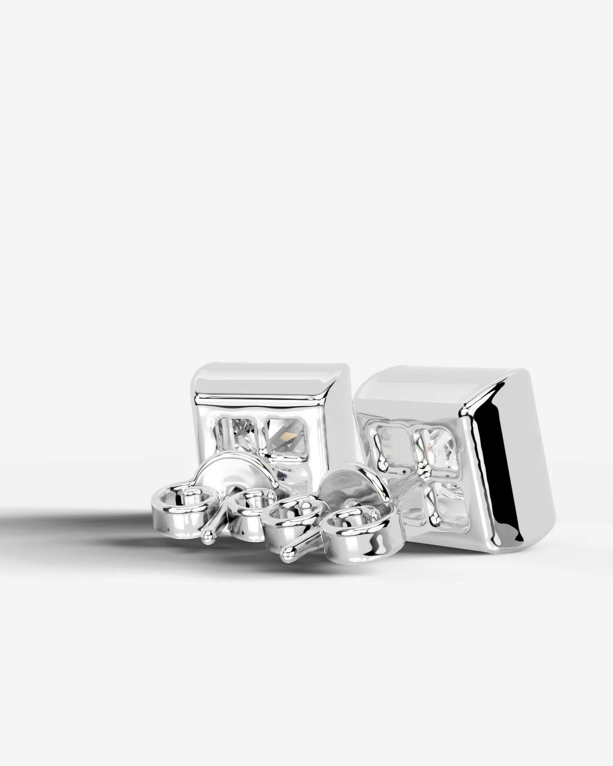 Lab Grown Diamond Sharp Square Bezel Earrings