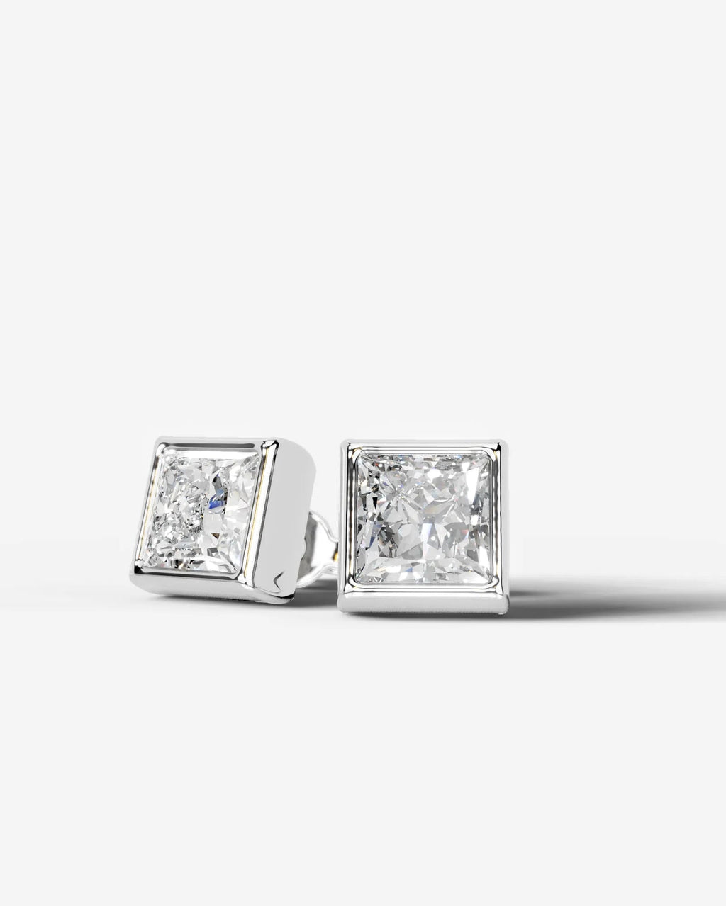 Lab Grown Diamond Sharp Square Bezel Earrings
