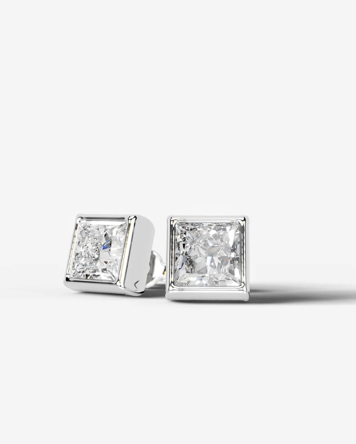 Lab Grown Diamond Sharp Square Bezel Earrings