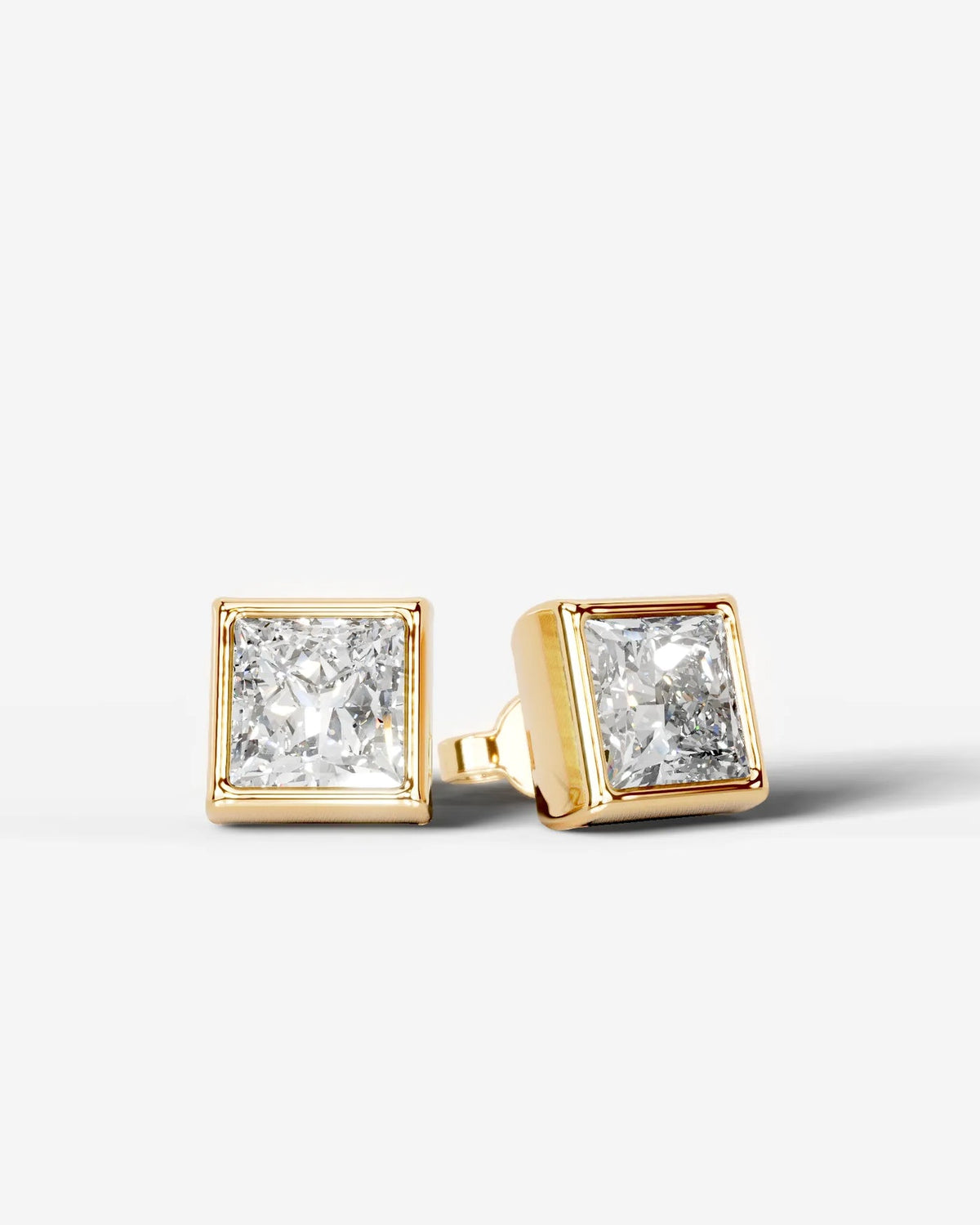 Lab Grown Diamond Sharp Square Bezel Earrings