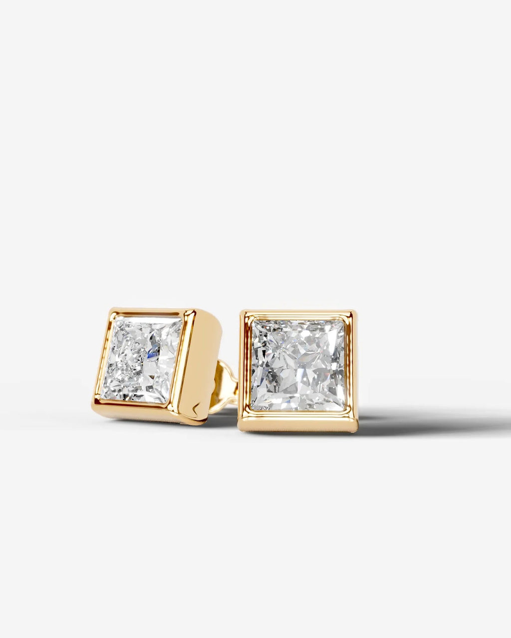 Lab Grown Diamond Sharp Square Bezel Earrings