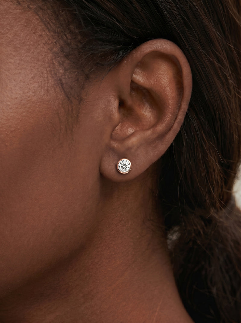 Lab Grown Diamond Round Button Earrings