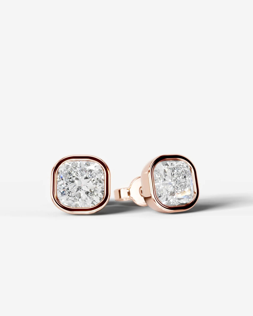 Lab Grown Diamond Soft Square Bezel Earrings