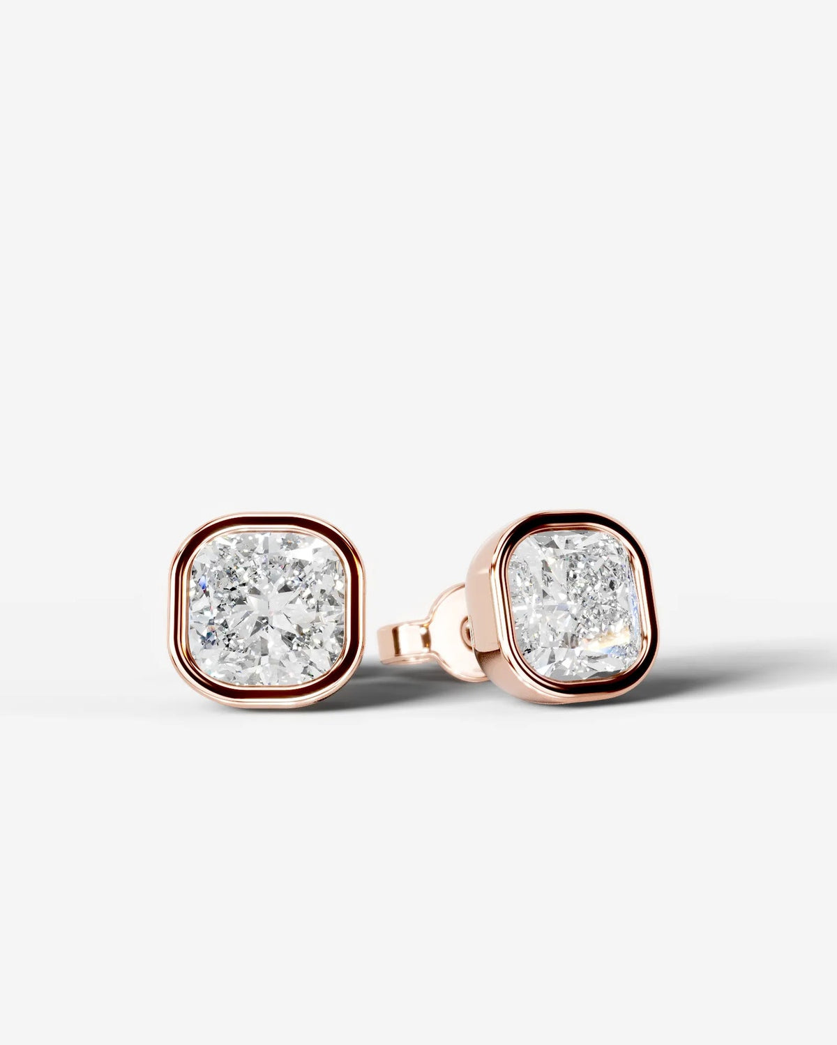 Lab Grown Diamond Soft Square Bezel Earrings