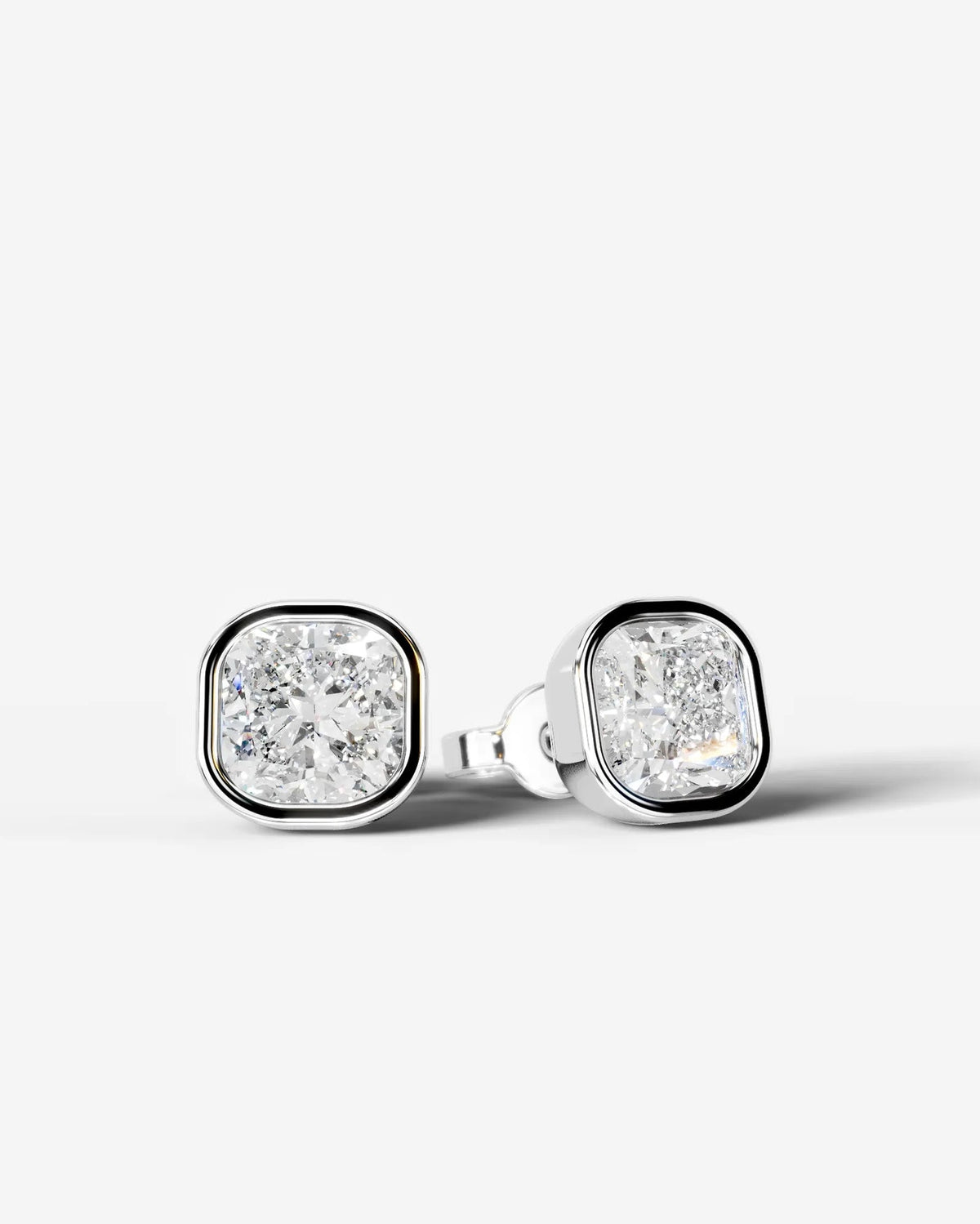 Lab Grown Diamond Soft Square Bezel Earrings