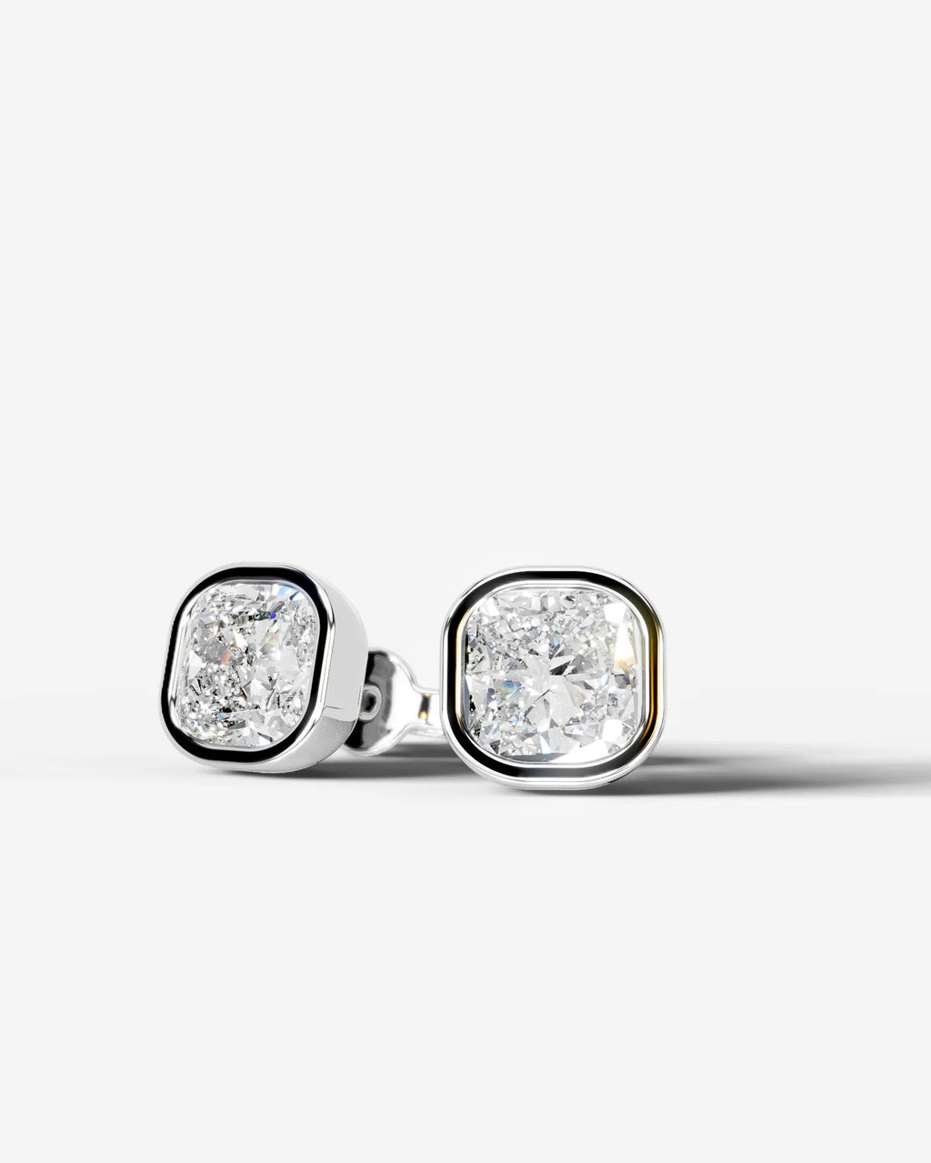 Lab Grown Diamond Soft Square Bezel Earrings