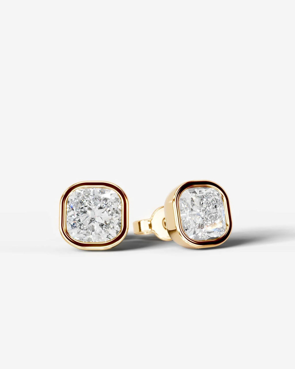 Lab Grown Diamond Soft Square Bezel Earrings