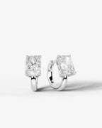 Lab Grown Diamond Elongated Radiant Solitaire Huggie Hoop Earrings
