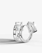 Lab Grown Diamond Elongated Radiant Solitaire Huggie Hoop Earrings