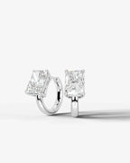 Lab Grown Diamond Elongated Radiant Solitaire Huggie Hoop Earrings