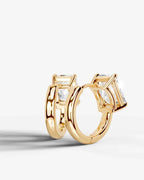 Lab Grown Diamond Elongated Radiant Solitaire Huggie Hoop Earrings