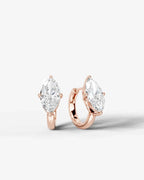 Lab Grown Diamond Marquise Cut Solitaire Huggie Hoop Earrings
