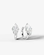 Lab Grown Diamond Marquise Cut Solitaire Huggie Hoop Earrings