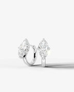 Lab Grown Diamond Marquise Cut Solitaire Huggie Hoop Earrings