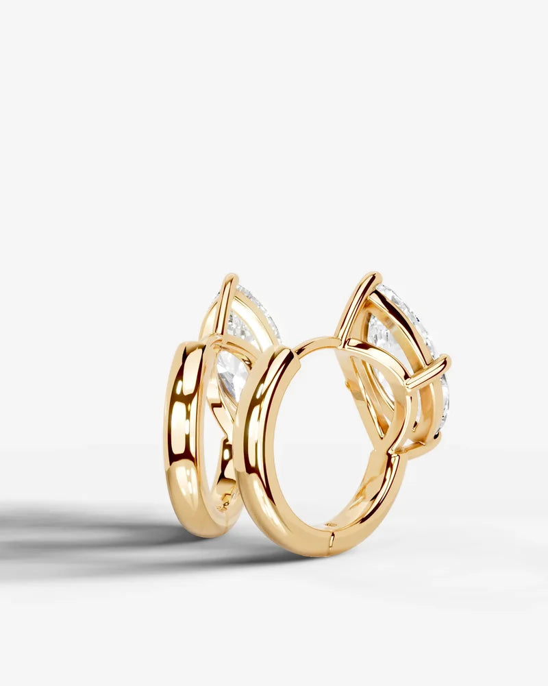 Lab Grown Diamond Marquise Cut Solitaire Huggie Hoop Earrings