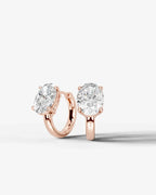 Lab Grown Diamond Oval Solitaire Huggie Hoop Earrings