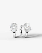 Lab Grown Diamond Oval Solitaire Huggie Hoop Earrings
