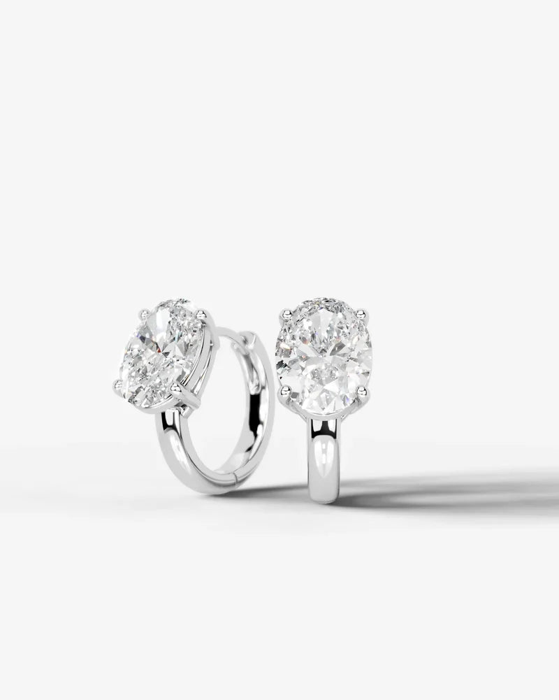 Lab Grown Diamond Oval Solitaire Huggie Hoop Earrings