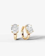 Lab Grown Diamond Oval Solitaire Huggie Hoop Earrings