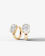 Lab Grown Diamond Oval Solitaire Huggie Hoop Earrings