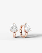 Lab Grown Diamond Teardrop Pear Solitaire Huggie Hoop Earrings