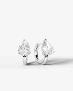 Lab Grown Diamond Teardrop Pear Solitaire Huggie Hoop Earrings