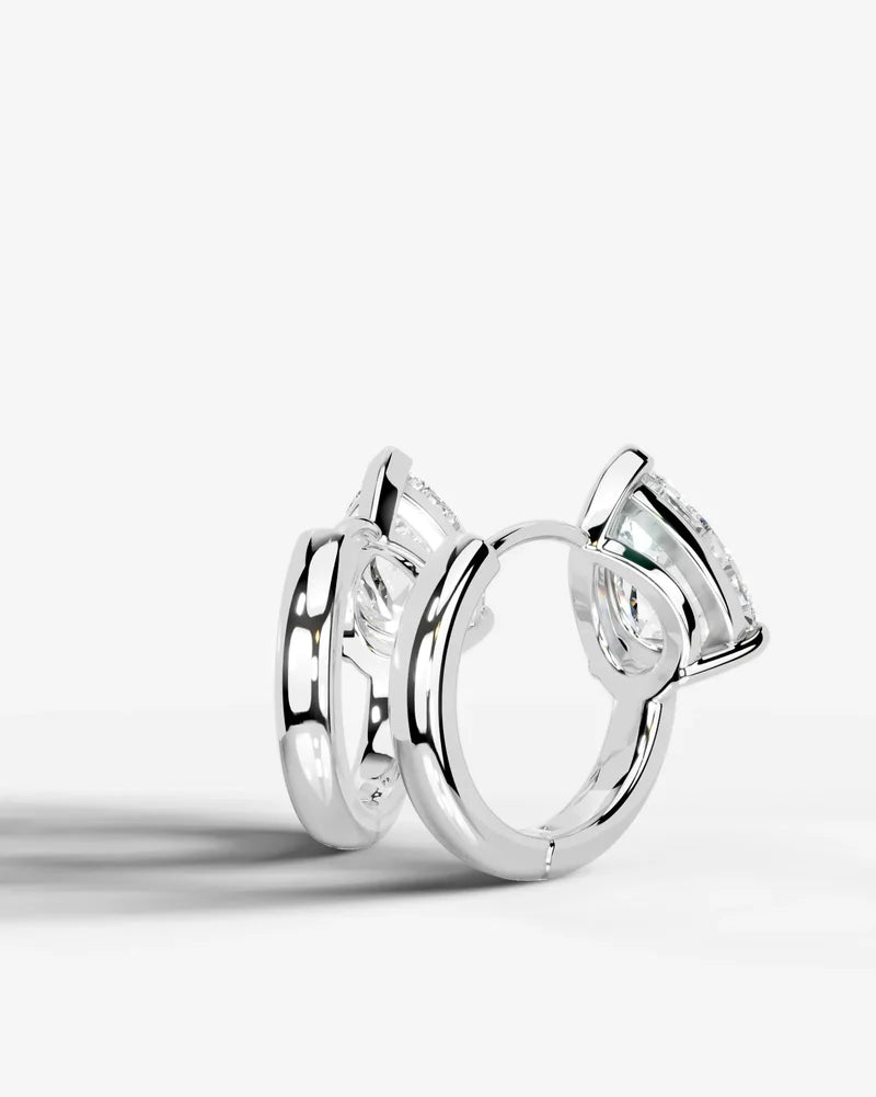 Lab Grown Diamond Teardrop Pear Solitaire Huggie Hoop Earrings