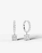 Lab Grown Diamond Asscher Cut Pavé Dangle Huggie Hoop Earrings