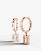 Lab Grown Diamond Elongated Cushion Cut Pavé Dangle Huggie Hoop Earrings