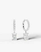 Lab Grown Diamond Elongated Cushion Cut Pavé Dangle Huggie Hoop Earrings