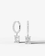 Lab Grown Diamond Elongated Cushion Cut Pavé Dangle Huggie Hoop Earrings