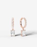Lab Grown Diamond Elongated Radiant Drop Pavé Hoop Earrings
