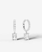 Lab Grown Diamond Elongated Radiant Drop Pavé Hoop Earrings