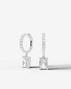 Lab Grown Diamond Elongated Radiant Drop Pavé Hoop Earrings
